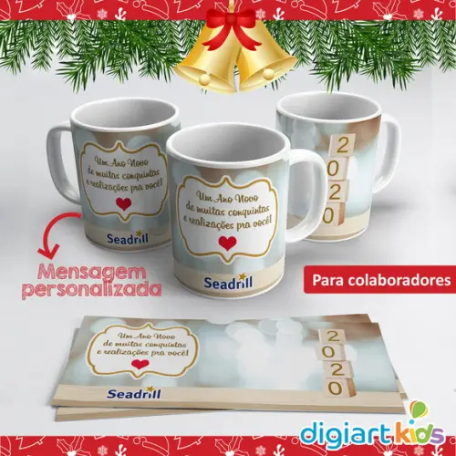 Caneca de Natal e Ano Novo para Empresa com Logo