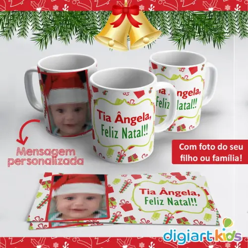 Caneca de Natal Meu Presente com Foto e Mensagem