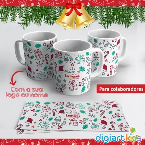 Caneca de Natal e Ano Novo para Empresa com Logo