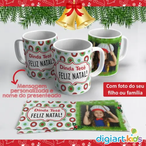 Caneca de Natal Personalizada com Foto e Mensagem