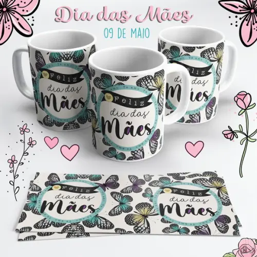 Caneca Dia das Mães - Borboletas