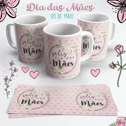 Caneca Dia das Mães - Feliz Dia das Mães Rosa