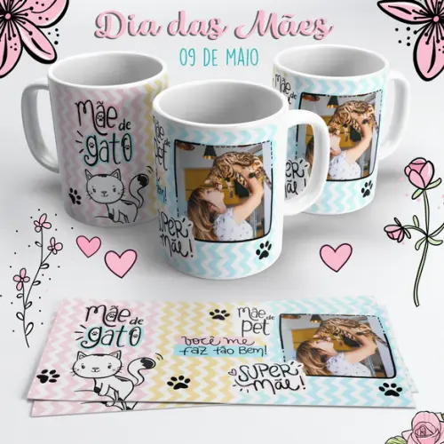 Caneca Dia das Mães com Foto - Mãe de Gato