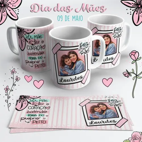 Caneca Dia das Mães com Foto - Ser Mãe + Sacolinha e Bombons
