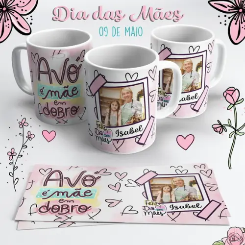 Caneca Dia das Mães com Foto - Vó é Mãe em Dobro