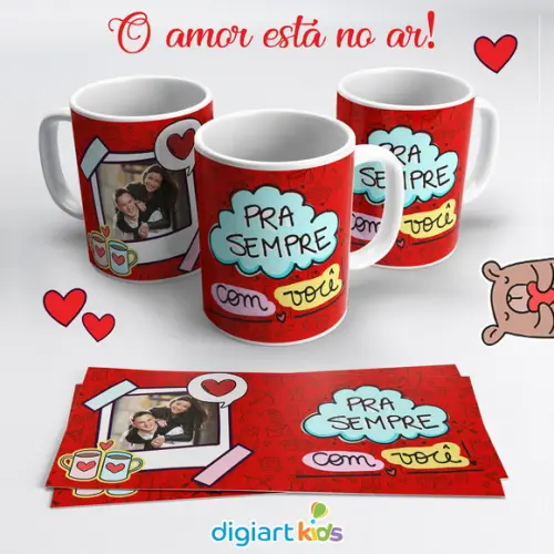 Caneca Dia dos Namorados com Foto Pra Sempre com Você