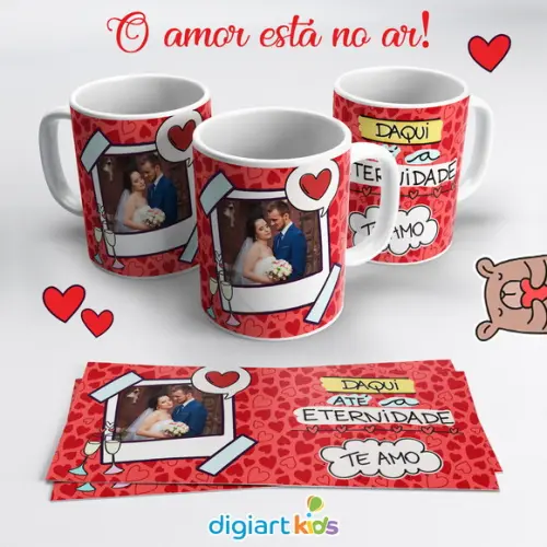 Caneca Dia dos Namorados com Foto Daqui Até a Eternidade