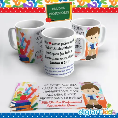 Caneca Dia dos Professores Aquarela Menino