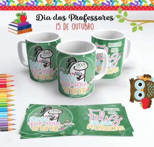 Caneca Dia dos Professores Flork Gente Que Ama Ensinar