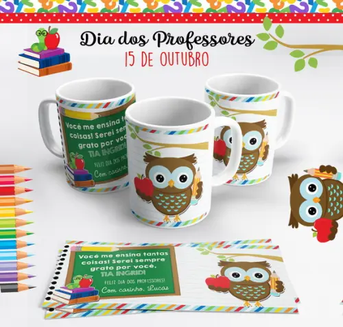 Caneca Dia dos Professores Coruja Sábia