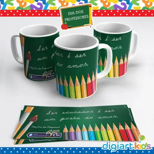 Caneca Dia dos Professores Lápis de Cor