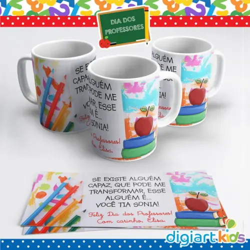 Caneca Dia dos Professores Livros e Maçã