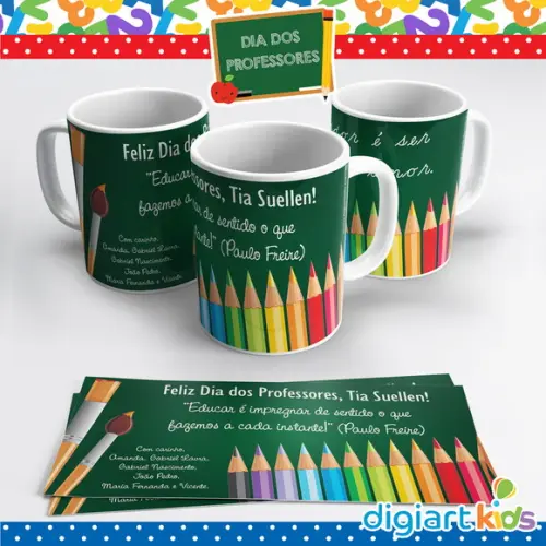 Caneca Dia dos Professores Lápis de Cor