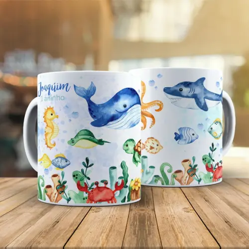 Caneca Fundo do Mar Aquarela