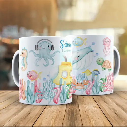 Caneca Fundo do Mar Aquarela