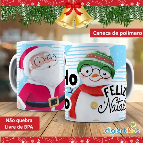 Caneca Natal Papai Noel e Boneco de Neve