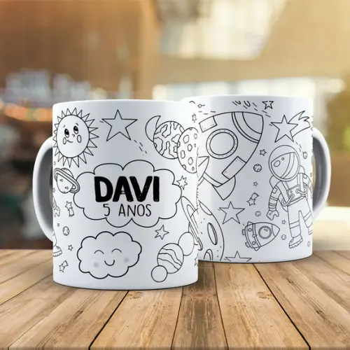 Caneca para Colorir Astronauta