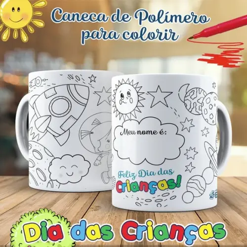Caneca para Colorir Astronauta