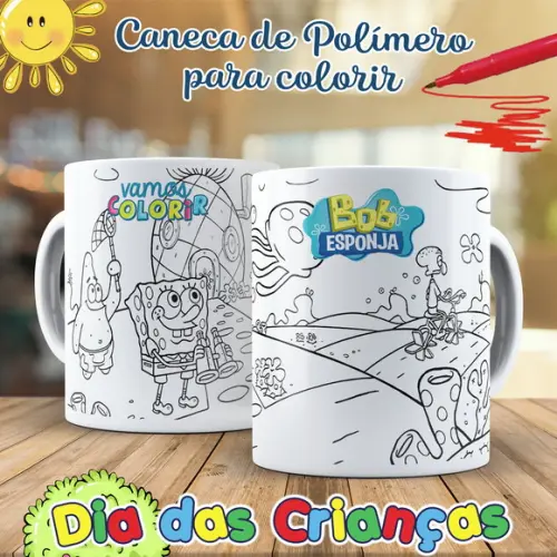 Caneca para Colorir Bob Esponja