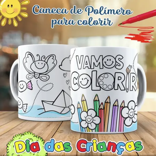 Caneca para Colorir com Canetinhas