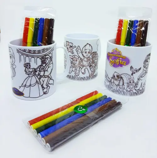 Caneca para Colorir com Canetinhas