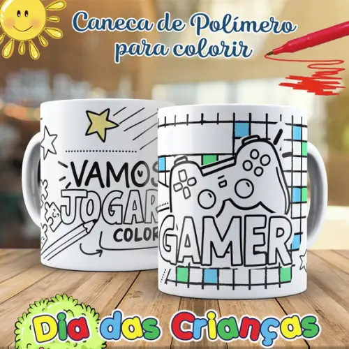 Caneca para Colorir Dia das Crianças