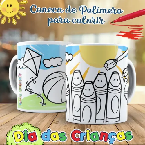 Caneca para Colorir Dia das Crianças
