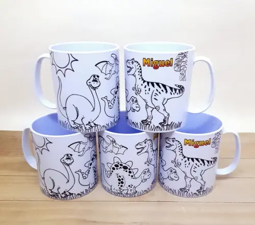 Caneca para Colorir Dinossauros