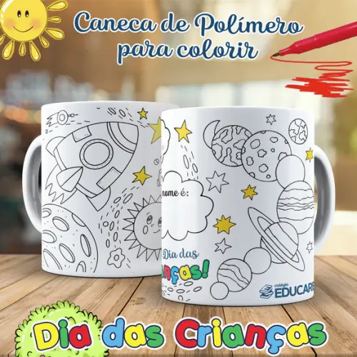 Caneca para Colorir Espaço
