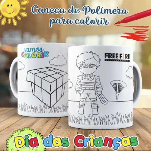 Caneca para Colorir Free Fire