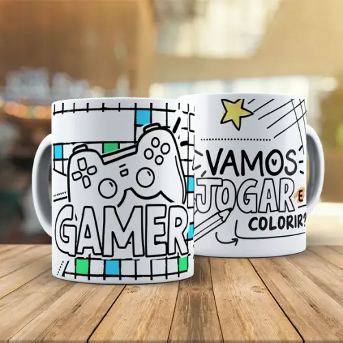 Caneca para Colorir Gamer