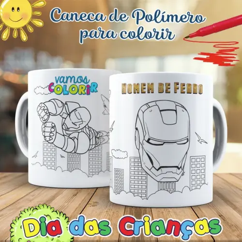 Caneca para Colorir Homem de Ferro