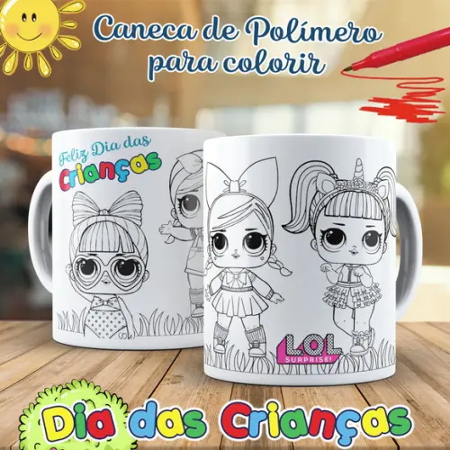 Caneca para Colorir Lol