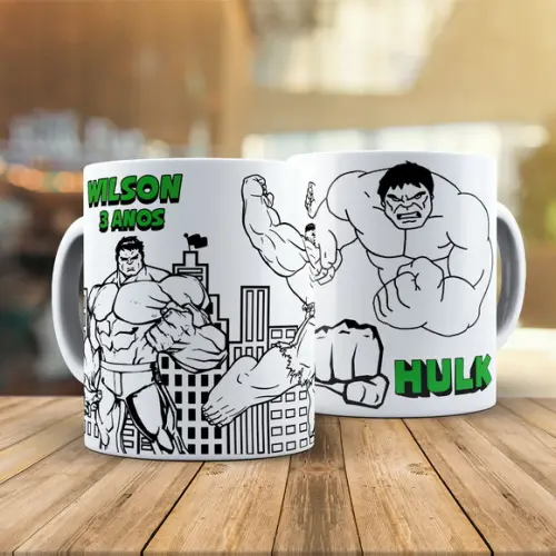 Caneca para Colorir Hulk