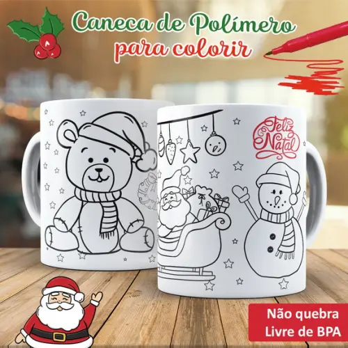 Caneca para Colorir Natal