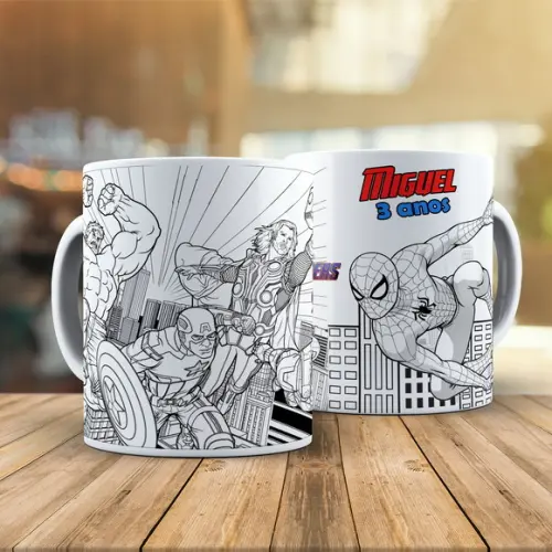 Caneca para Colorir os Vingadores