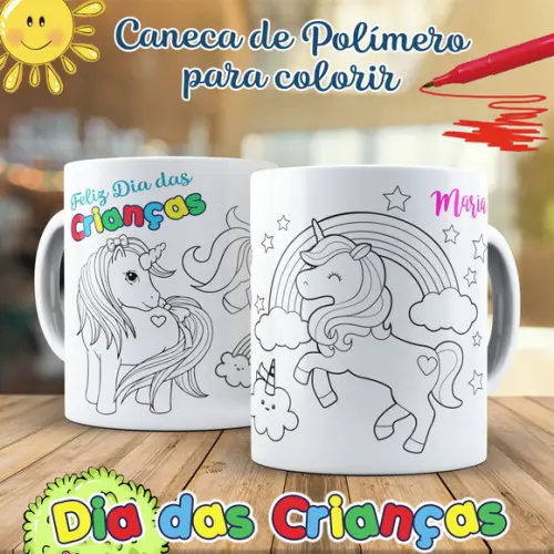 Caneca para Colorir Unicórnio