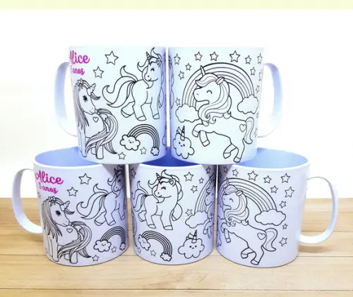 Caneca para Colorir Unicórnio