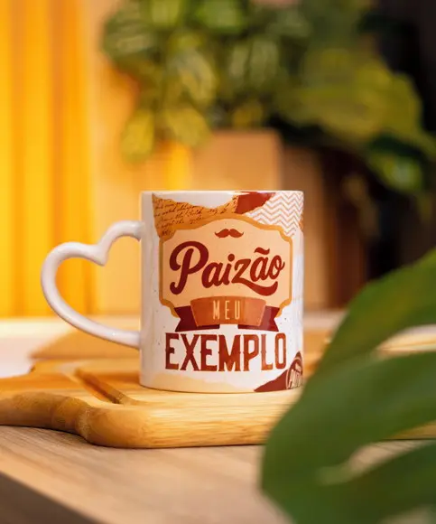 Caneca Personalizada Dia dos Pais Alça de Coração