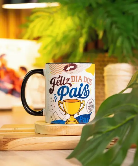 Caneca Personalizada Dia dos Pais Alça Colorida