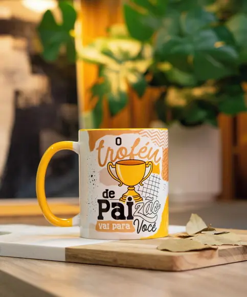 Caneca Personalizada Dia dos Pais Alça Colorida
