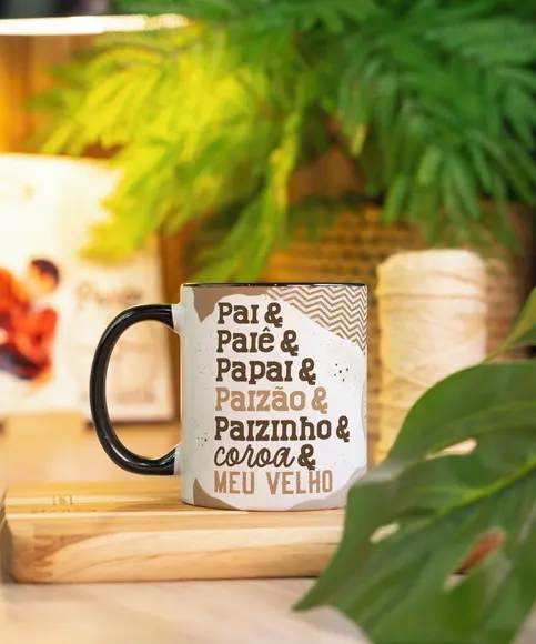Caneca Personalizada Dia dos Pais Alça Colorida