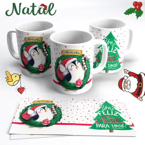 Caneca Pinguim de Natal