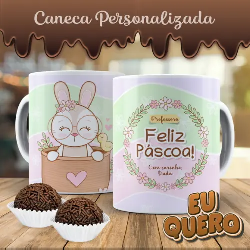 Caneca Personalizada Páscoa Coelhinho Cute