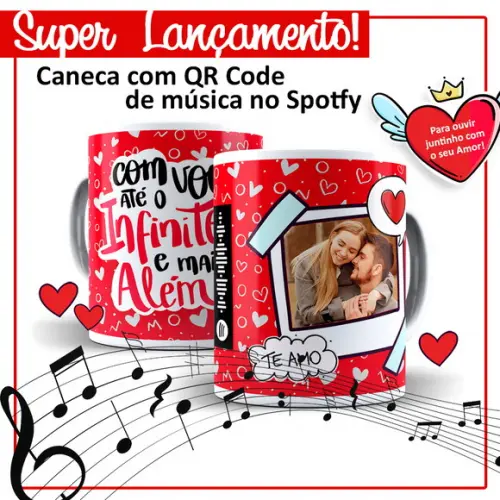 Caneca QR Code Dia dos Namorados - Com Você Até o Infinito