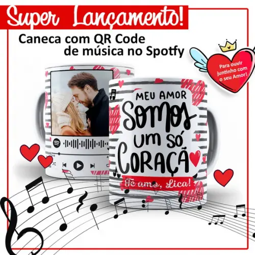 Caneca QR Code Dia dos Namorados - Somos um Só Coração