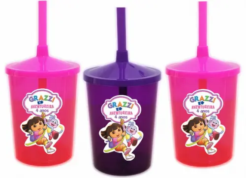 Copo com Canudo Dora Aventureira