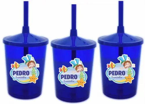 Copo com Canudo Fundo do Mar Mergulhador