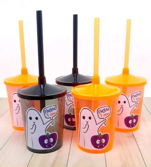 Copo com Canudo Halloween Fantasma