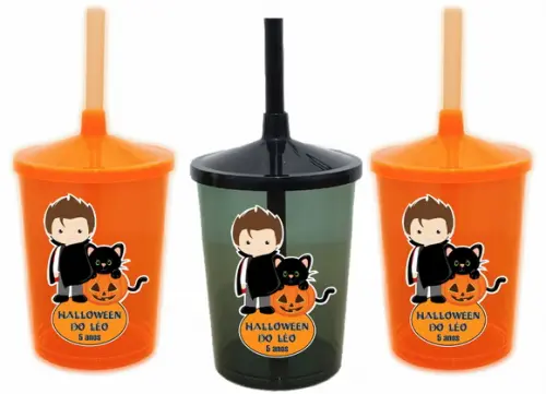 Copo Com Canudo Halloween Vampiro